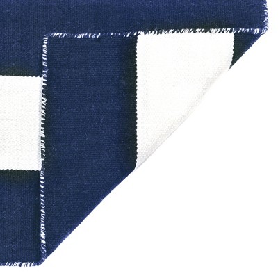 Navy Stripe Synthetic 4' x 6' Reversible Outdoor Rug