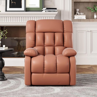 GlasFlength Accent Chairs, Single Leather Recliner with Armrests and Foot Lift Design for Home Theater and Living Room, Orange, 23"*23"*42"