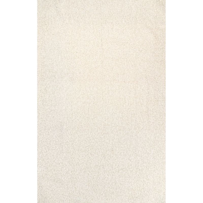Soft Shaggy 5' x 8' White Synthetic Sheepskin Washable Rug