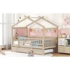 DOMETOUR Twin Size Wooden House Bed with Twin Size Trundle, Natural - 4 of 4