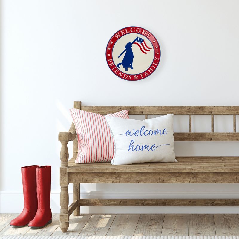 Northlight Welcome Friends and Family Patriotic Dog Metal Wall Sign - 13.75", 2 of 8