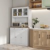 Okak Mordern Pantry Cabinet, Freestanding Tall Cabinet with Hutch, 2 Drawers and 5 Doors, Storage Cabinet for Kitchen, White - 2 of 4