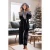 ADR Women's Faux Fur Feather Hooded Robe, Soft Plush Fleece Bathrobe with Hood - 3 of 4