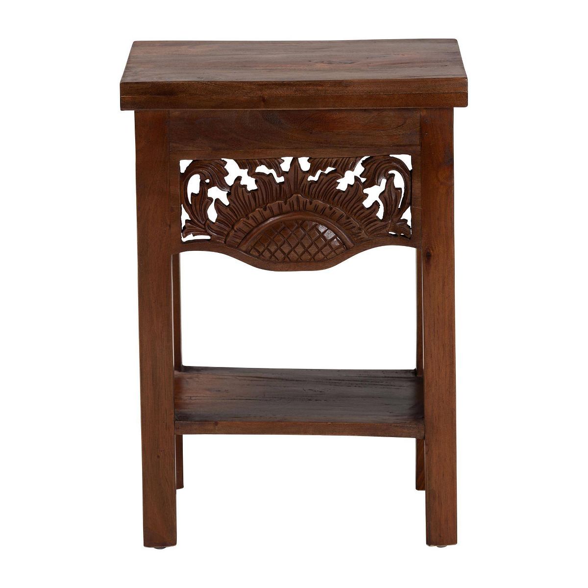 bali & pari Alexandra Handcarved Mahogany Wood Nightstand Light Brown - thumbnail 2