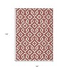 Burgundy And Ivory Geometric Washable Indoor Outdoor Area Rug - 3 of 4