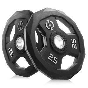 Philosophy Gym Set of 2 Rubber Coated Olympic Grip Weight Plates - 2-in Olympic Plates Black - 1 of 4