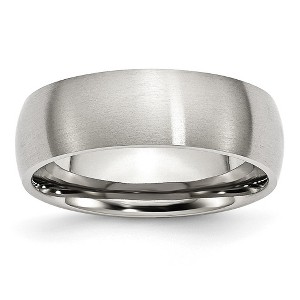 Black Bow Jewelry 7mm Stainless Steel Brushed Domed Comfort Fit Band - 1 of 4