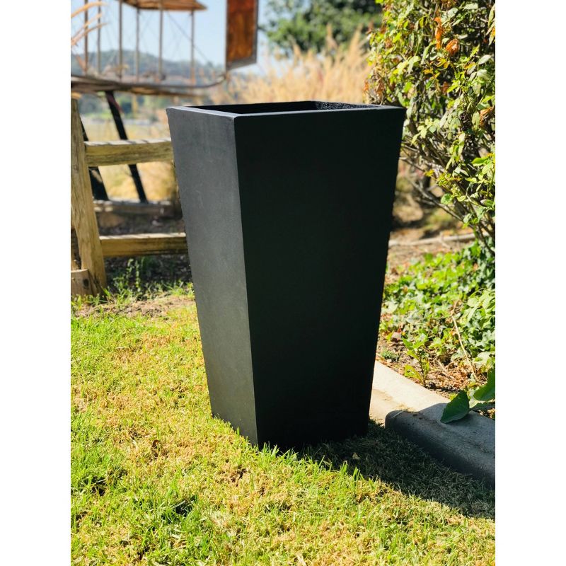 28&#34; Kante Lightweight Concrete Modern Tapered Tall Square Outdoor Planter Black - Rosemead Home &#38; Garden, Inc, 4 of 10
