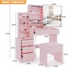 Vanity Desk with Sliding Mirror and Lights, Makeup Vanity Set with 4 Drawers, Stool - 2 of 4