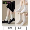Tipi Toe Womens White/Grey/Black Solid Lettuce Edge Lightweight Crew Length With Cuff Ruffle Socks - 2 of 2
