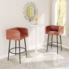 Zuo Modern – Horbat Barstool,38.6"H Brown Faux Leather, Powder-Coated Steel Frame, Modern Art Deco Style,Set of 2 - 2 of 4