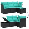 vidaXL 4 Piece Patio Sofa Set with Cushions Black Poly Rattan - Black without storage - 3 of 4