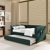 TIRAMISUBEST Twin Size Upholstered Daybed w/ Trundle, Velvet Daybed Frame Sofa Bed w/ Button Tufted Design & Side Storage Pocket - 2 of 4