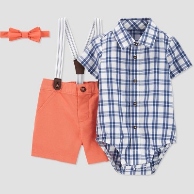 Baby Boys' Gingham Top & Shorts Set - Just One You® made by carter's Coral 9M