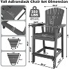 Adirondack Barstool Set of 2 with Connecting Tray, Tall Outdoor Chairs for Patio, Deck, or Balcony - 3 of 4