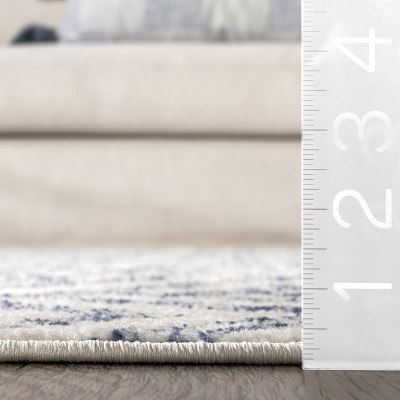 Herringbone Blue Geometric Easy-Care Synthetic Area Rug, 52"x24"