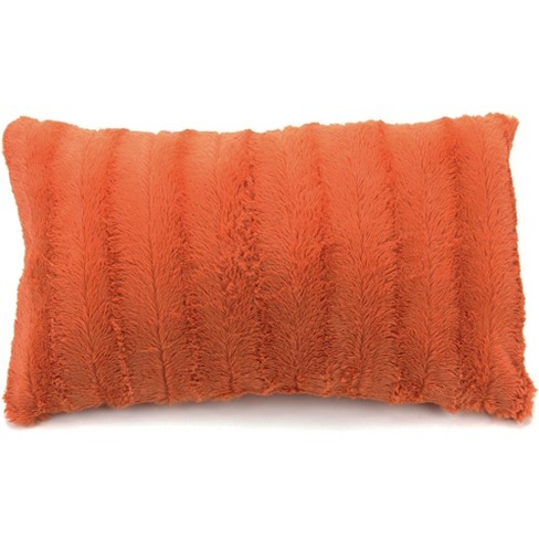 Cheer Collection Luxurious Faux Fur Throw Pillows Set Of 2 - Rust (12 X  20) : Target