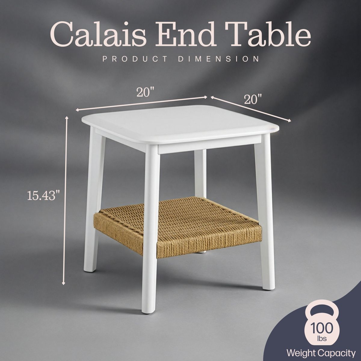 Alaterre Furniture Calais Side Table, White - thumbnail 5
