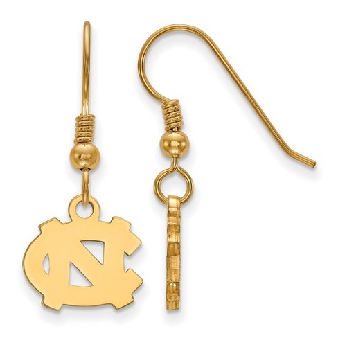 Black Bow Jewelry 14k Yellow Gold Plated Sterling Silver North Carolina Tar Heels NCAA Dangle Earring - image 1 of 3