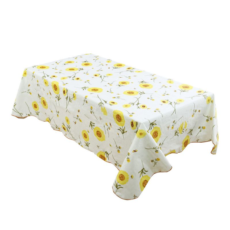 PiccoCasa Rectangle Vinyl Water Oil Resistant Printed Tablecloths Yellow 54"x71", 1 of 4
