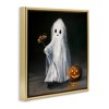Stupell Industries Vintage Halloween Ghost & Pumpkin Floating Frame Canvas Art - 2 of 4