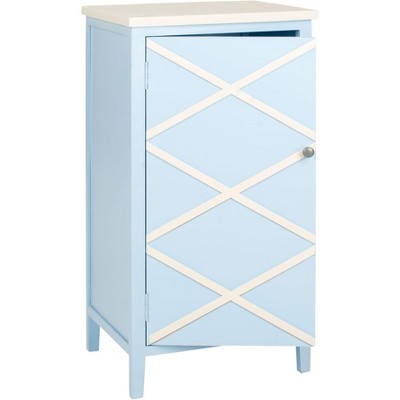 Light Blue and White Poplar Accent Cabinet with Latticework