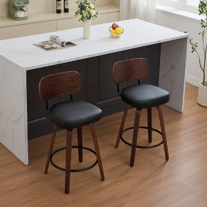 NicBex Set of 2 Bar Stools for Kitchen Island,Swivel Counter Bar Stools with Walnut Bentwood Frame,Bar Chairs for Dining Rooms,Kitchens - 1 of 4