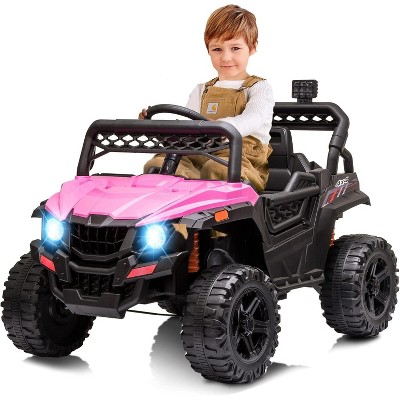 Garvee 12V Kids Ride-On Truck Car with Remote Control LED Lights Music and Spring Suspension