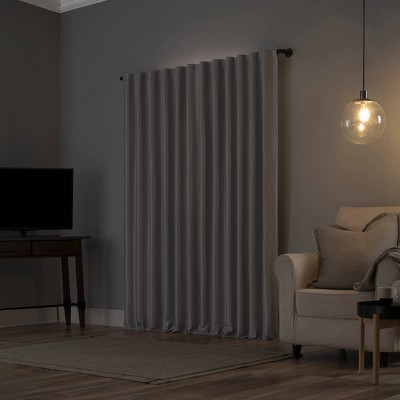 Chrome Gray Faux Silk Blackout Back Tab Curtain Panel