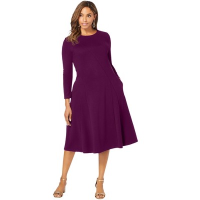 Jessica London Women's Plus Size Long Sleeve Stretch Ponte Dress