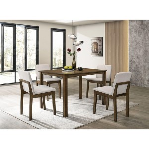 NicBex 38.5" Dining Table Set for 4 Square Wooden Dining Table with 4 Upholstered Chairs Rubberwood Veneer - 1 of 4