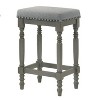 Rustic Wood Bar Stools with Upholstered Seats, Set of 2 - 26" Bar Stools - 2 of 4