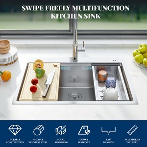 Stainless Steel Sink, 16 Gauge Durable Kitchen Sink, Kitchen Sink with Cutting Board, Sink with Bottom Net, Sink with Drain Basket - 1 of 4