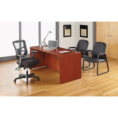 Genaro High-Back Black Leather Guest Chair with Metal Frame