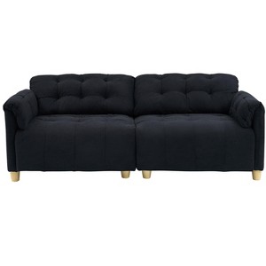TiramisuBest French retro cloud fabric double-seat creamy style straight-line sofa for the living room., Modular Sectional Sofa with Storage - 1 of 4