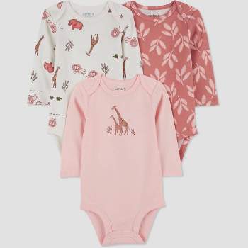 Tahari Baby Girl's 3 Pack Bodysuit Creeper Bundle Set - Floral, Love, Pink,  White / Size 6-9m : Target