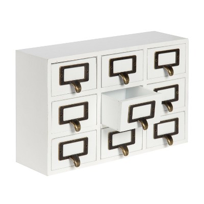 White Wood Apothecary Desk Drawer Set with 9 Drawers