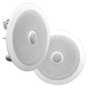 Pyle PDIC60 6.5 Inch 250 Watt 2 Way In Ceiling Round Home Speakers System, White - 1 of 4