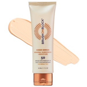 Brush On Block Sheer Genius Universal Tint SPF 50, Mineral Sunscreen plus Moisture, Tinted Moisturizer with Zinc Oxide and Hyaluronic Acid - 1 of 4