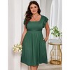Plus Size Women's Double Sleeve Mini Dress with Pockets Ribbed Textured Casual Bodycon Outfit - 4 of 4