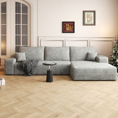 Cloud Couch with L-Shape Chaise,Modern Modular Sofa with Deep Seat, Upholstered Couches for Living Room Bedroom, Grey