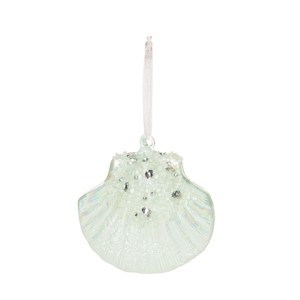 Gallerie II Glass Aqua Fan Shell Ornament - 1 of 3
