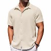 COOFANDY Mens Short Sleeve Button Down Shirts Waffle Shirt Casual Beach Summer Shirts Wrinkle Free Vacation Shirts - 2 of 4