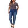 Agnes Orinda Women's Plus Size Pleated Front V Neck Short Sleeve Retro Floral Blouses - 3 of 4