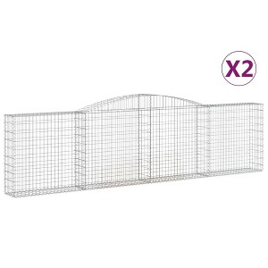vidaXL Gabion Basket Set for Outdoor Garden - 2 pcs Galvanized Iron Rectangular Arched Cages - 157.5 x 11.8 x 39.4/47.2 inches - 1 of 4