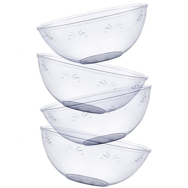 Crown Display 4 Pack Clear Disposable Round Salad Bowls Serving Bowl with Leaf indentation, 2 of 8