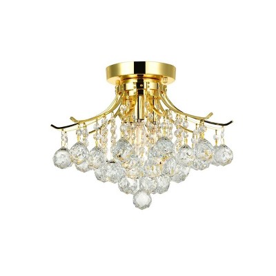 Regal Gold 3-Light LED Flush Mount with Clear Royal Cut Crystals