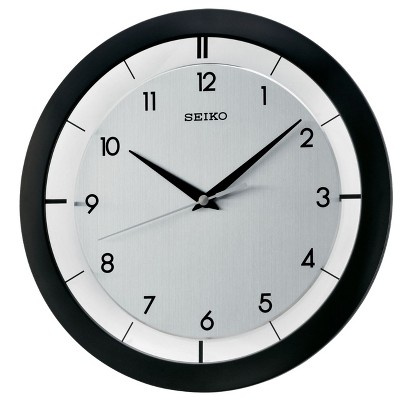 Seiko 11" St. James Brushed Metal Wall Clock - Black