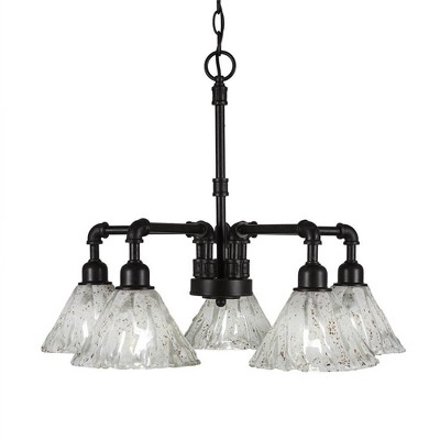 Toltec Lighting Vintage 5 - Light Chandelier in  Dark Granite with 7" Italian Ice Shade
