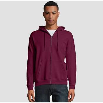 Hanes Men's EcoSmart Fleece Full-Zip Hooded Sweatshirt - Maroon L